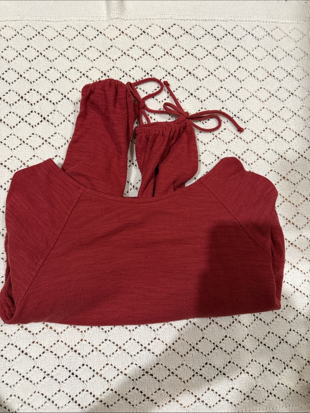 aerie Rust Red Tie-Front Crop Top - Picture 3 of 3